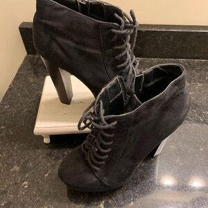 Women's Black Lace-Up Ankle Boots
